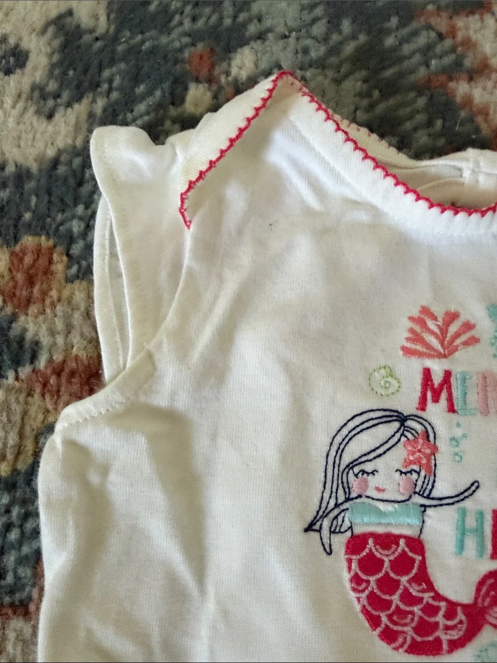 Gymboree open back fancy White Girls' Mermaid Graphic One-Piece Bodysuit